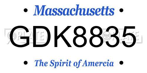 GDK8835 Massachusetts License Plate