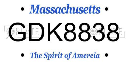 GDK8838 Massachusetts License Plate