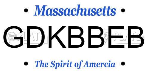 GDKBBEB Massachusetts License Plate