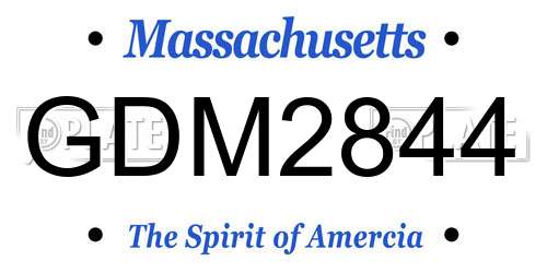 GDM2844 Massachusetts License Plate