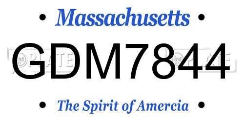 GDM7844 Massachusetts License Plate