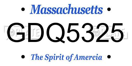 GDQ5325 Massachusetts License Plate