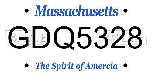 GDQ5328 Massachusetts License Plate