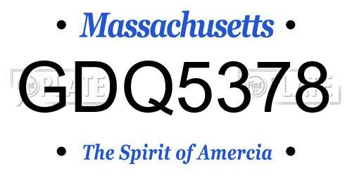 GDQ5378 Massachusetts License Plate