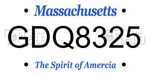 GDQ8325 Massachusetts License Plate
