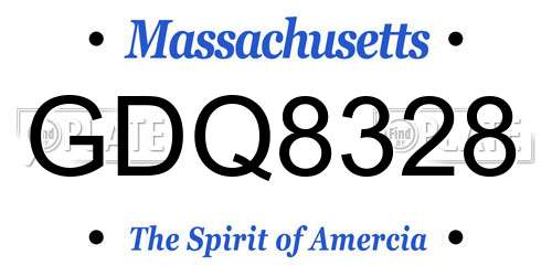 GDQ8328 Massachusetts License Plate