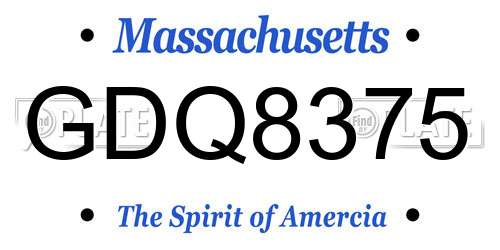 GDQ8375 Massachusetts License Plate