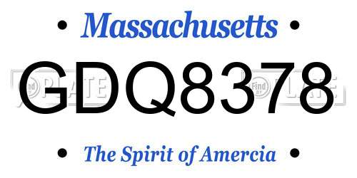 GDQ8378 Massachusetts License Plate