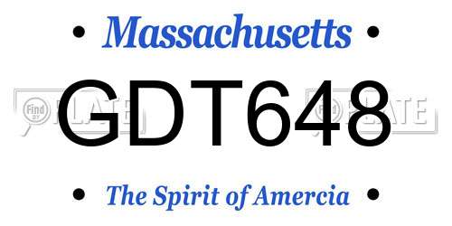 GDT648 Massachusetts License Plate