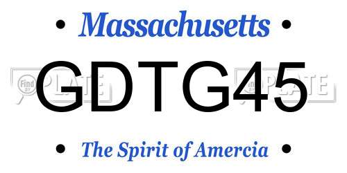 GDTG45 Massachusetts License Plate