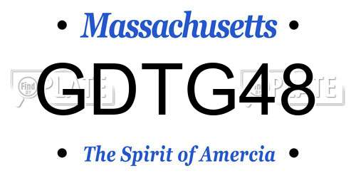 GDTG48 Massachusetts License Plate