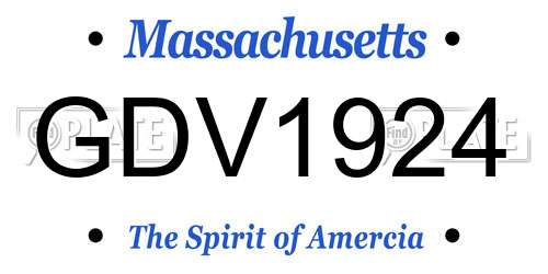 GDV1924 Massachusetts License Plate