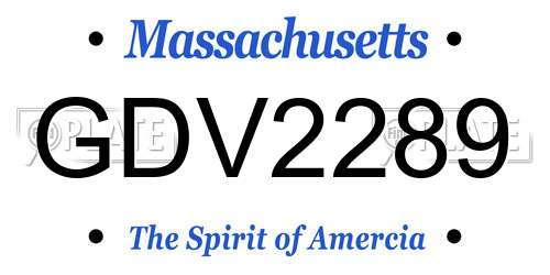 GDV2289 Massachusetts License Plate