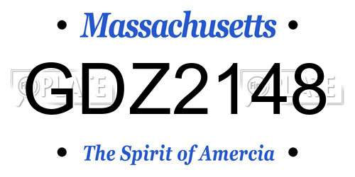 GDZ2148 Massachusetts License Plate