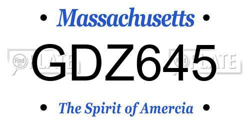 GDZ645 Massachusetts License Plate