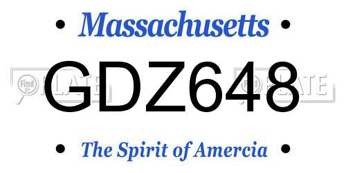 GDZ648 Massachusetts License Plate