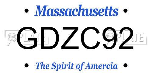 GDZC92 Massachusetts License Plate