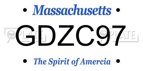 GDZC97 Massachusetts License Plate