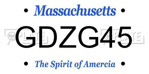 GDZG45 Massachusetts License Plate