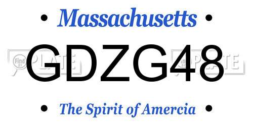 GDZG48 Massachusetts License Plate