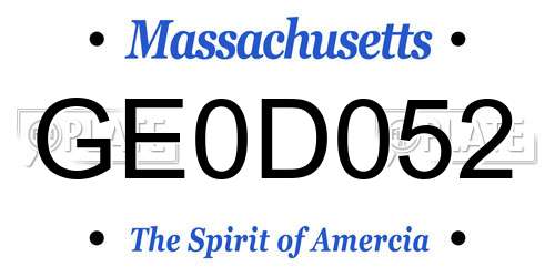 GE0D052 Massachusetts License Plate