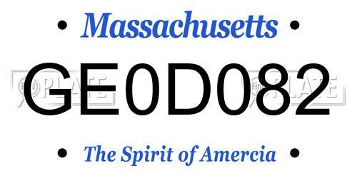 GE0D082 Massachusetts License Plate