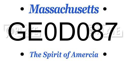 GE0D087 Massachusetts License Plate