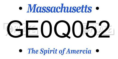 GE0Q052 Massachusetts License Plate