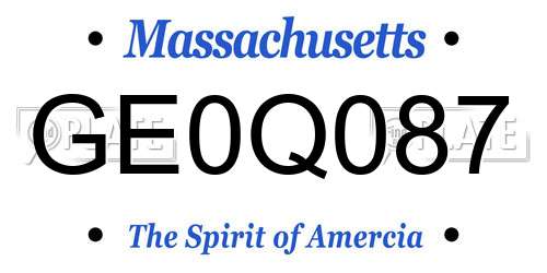 GE0Q087 Massachusetts License Plate