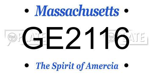 GE2116 Massachusetts License Plate