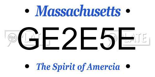 GE2E5E Massachusetts License Plate