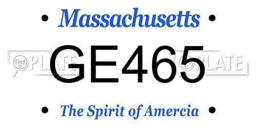 GE465 Massachusetts License Plate