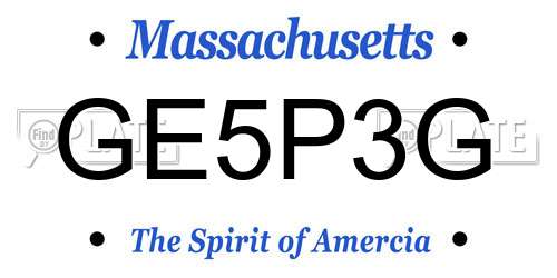 GE5P3G Massachusetts License Plate