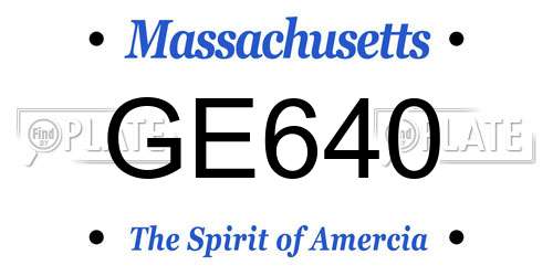 GE640 Massachusetts License Plate