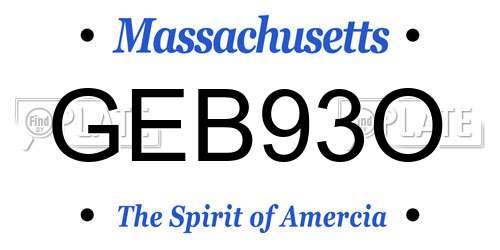 GEB93O Massachusetts License Plate