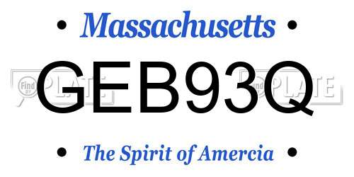 GEB93Q Massachusetts License Plate