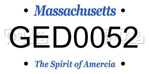 GED0052 Massachusetts License Plate