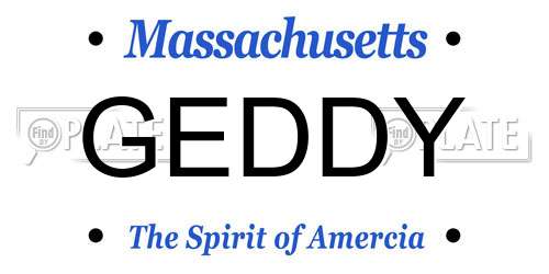 GEDDY Massachusetts License Plate