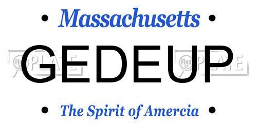 GEDEUP Massachusetts License Plate