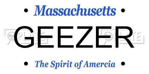 GEEZER Massachusetts License Plate