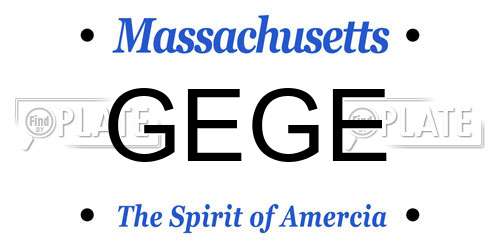 GEGE Massachusetts License Plate