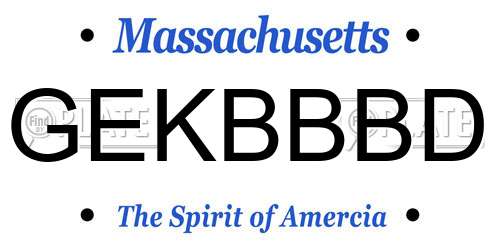 GEKBBBD Massachusetts License Plate