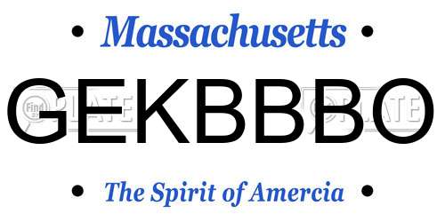 GEKBBBO Massachusetts License Plate