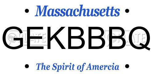 GEKBBBQ Massachusetts License Plate
