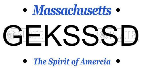 GEKSSSD Massachusetts License Plate
