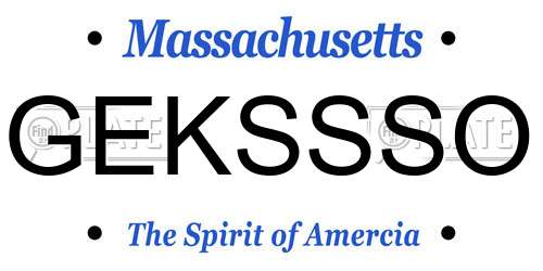 GEKSSSO Massachusetts License Plate