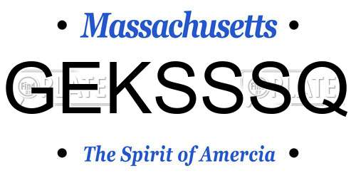 GEKSSSQ Massachusetts License Plate