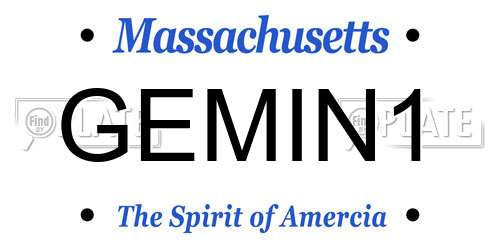 GEMIN1 Massachusetts License Plate