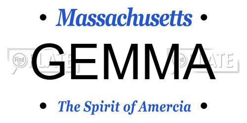 GEMMA Massachusetts License Plate