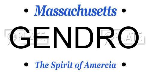 GENDRO Massachusetts License Plate